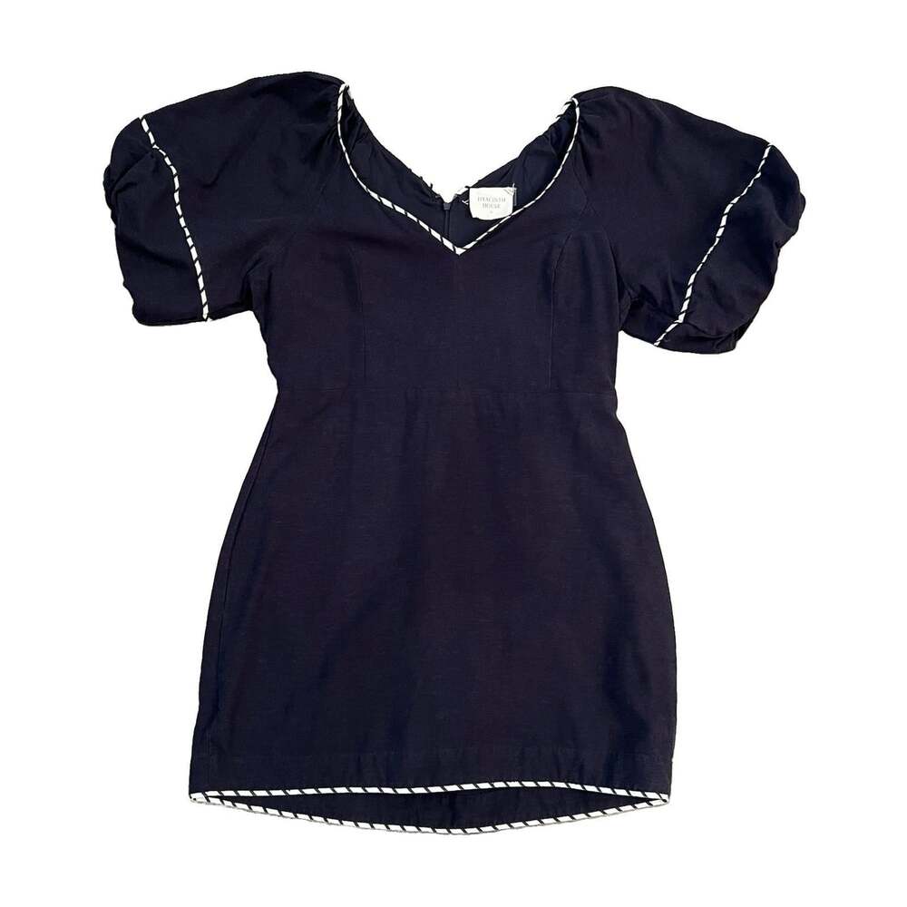 Tuckernuck Hyacinth House Navy with Striped Piping Keel Mini Dress Size XL Blue